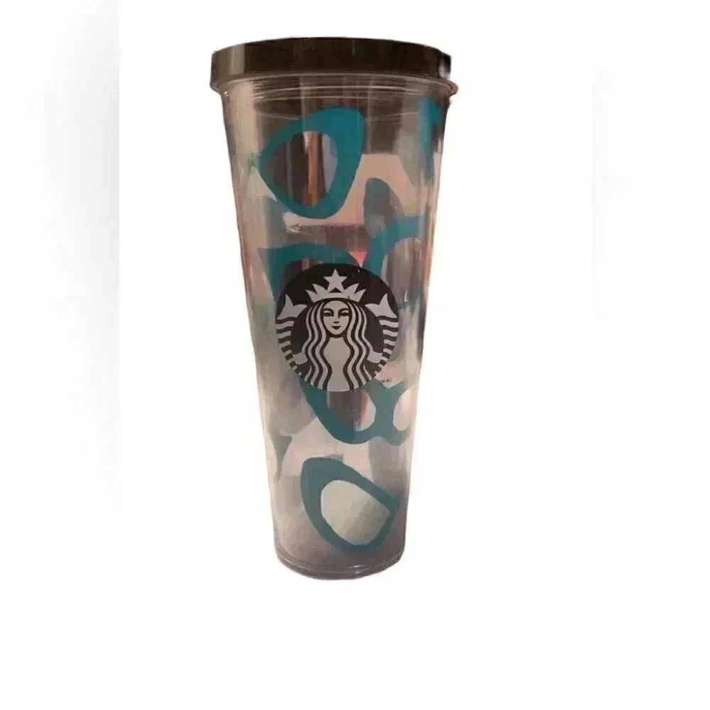 Starbucks collector MIRRORED CAT EYE SUNGLASSES Teal Venti cold tumbler